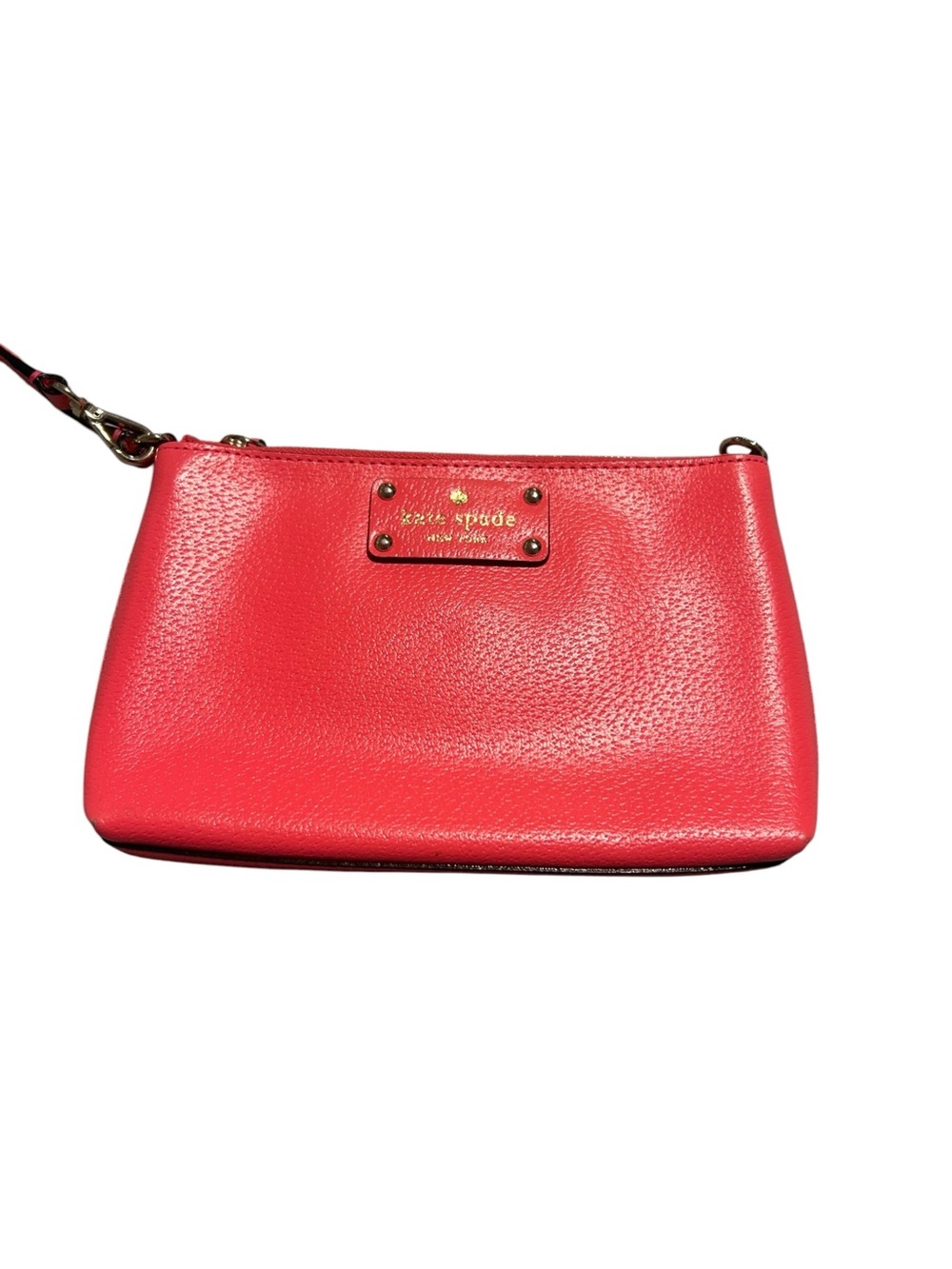 kate spade Bright Coral Pebbled Leather Wristlet